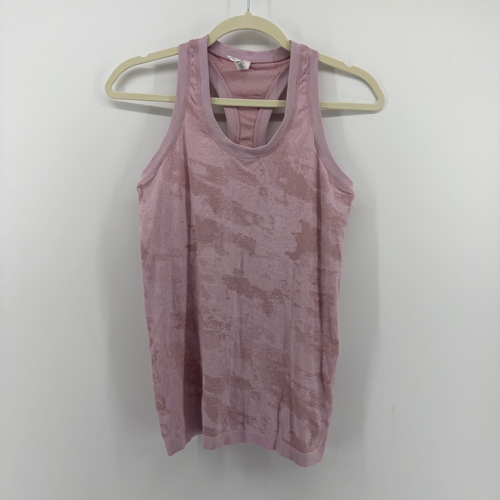 Athleta Womens Small Pink Camo Momentum Tank Top Racerback Seamless‎ Activewear